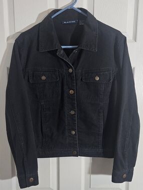 Bill Blass Y2K Womens Large Black 100% Cotton Trucker Jacket Springwear